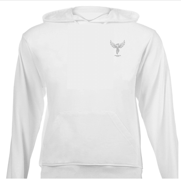 PHOENIX Essential Hoodie flat lay — 260gsm cotton minimal design | PHOENIX Faith