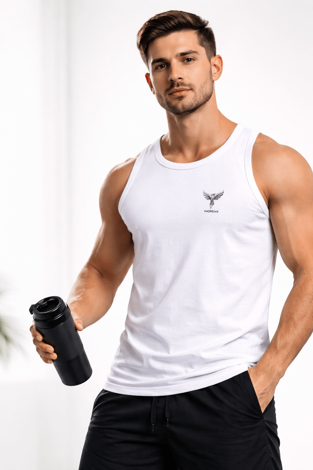 PHOENIX Essential Vest flat lay — men's minimal 160gsm cotton vest | PHOENIX Faith